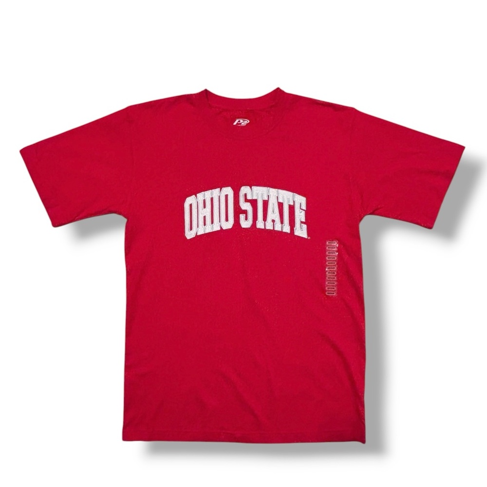 P2 by PRO PLAYER Red Crew Short Sleeve Shirt Embroidered Ohio State Arched Text